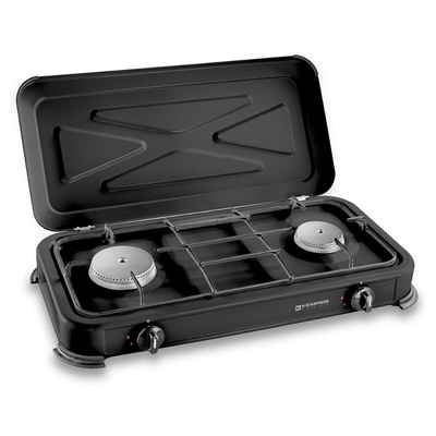 Kemper Professioneel 2-Pits Gas Kampeer Fornuis 57x30x65cm - Heavy Duty Outdoor Kooktoestel