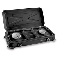 Kemper Professioneel 2-Pits Gas Kampeer Fornuis 57x30x65cm - Heavy Duty Outdoor Kooktoestel